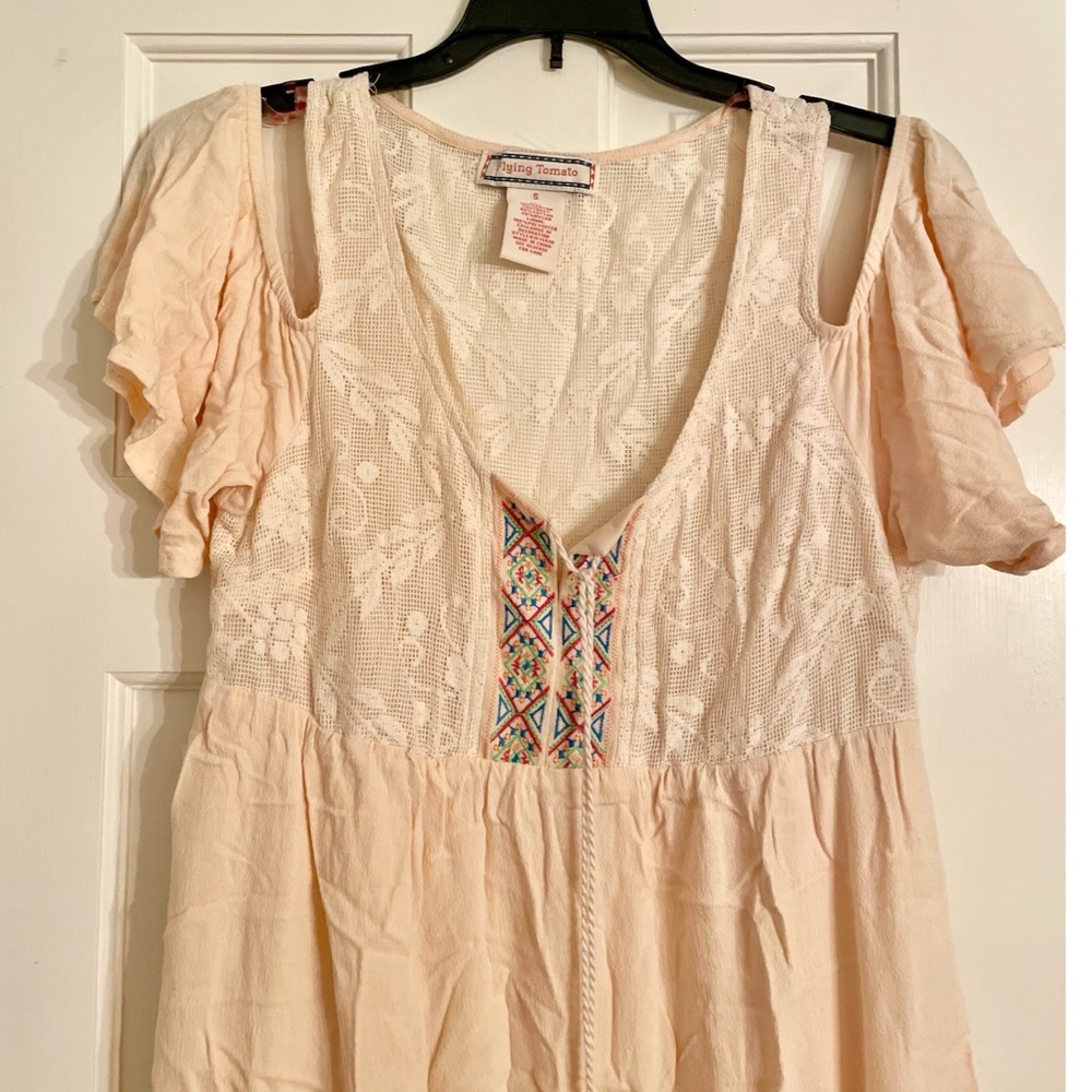 FLYING TOMATO Cold Shoulder Boho Blouse